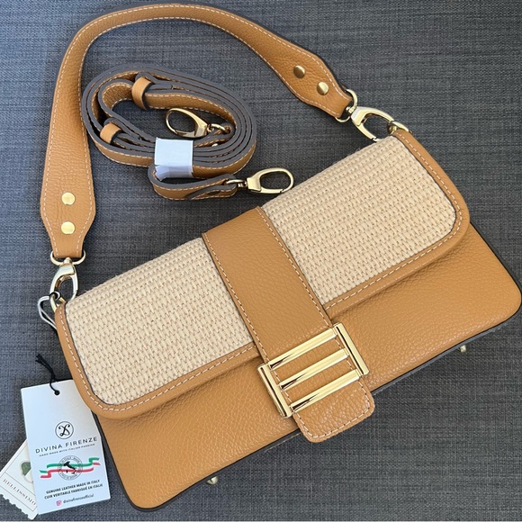 NWT DIVINA FIRENZE LEATHER CROSSBODY FLAP BAG - Picture 2 of 14